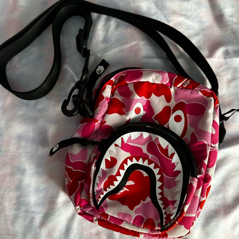Bape Pink and Red Camouflage Crossbody Bag